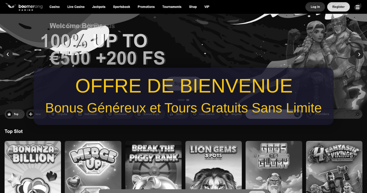 Boomerang Casino : bonus de bienvenue et site officiel à découvrir